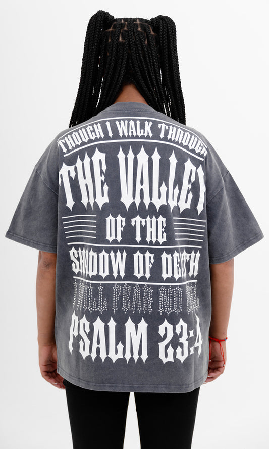 PSALMS 23:4 T-Shirt (ACID WASH GREY)