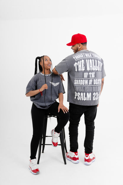 PSALMS 23:4 T-Shirt (ACID WASH GREY)